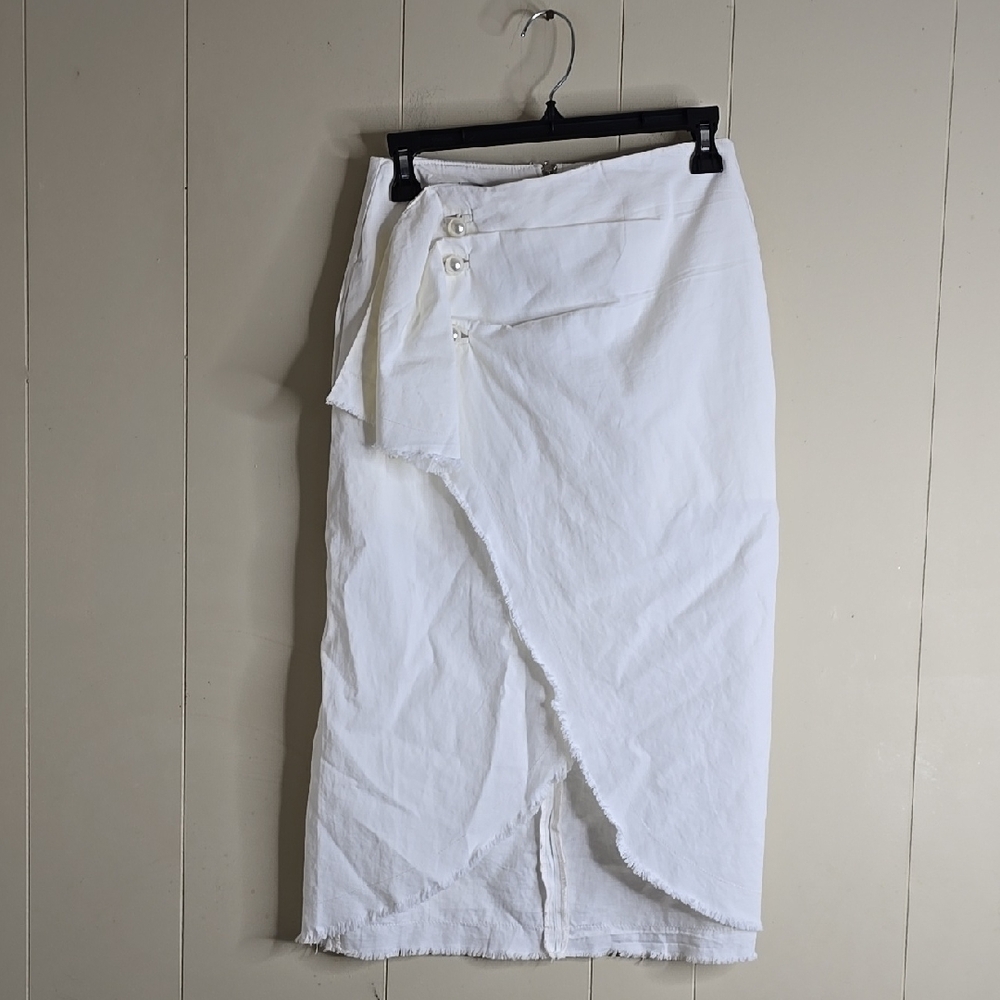 Gianni Bini Jessamine Ivory Linen Blend Skirt 2 - Picture 2 of 10